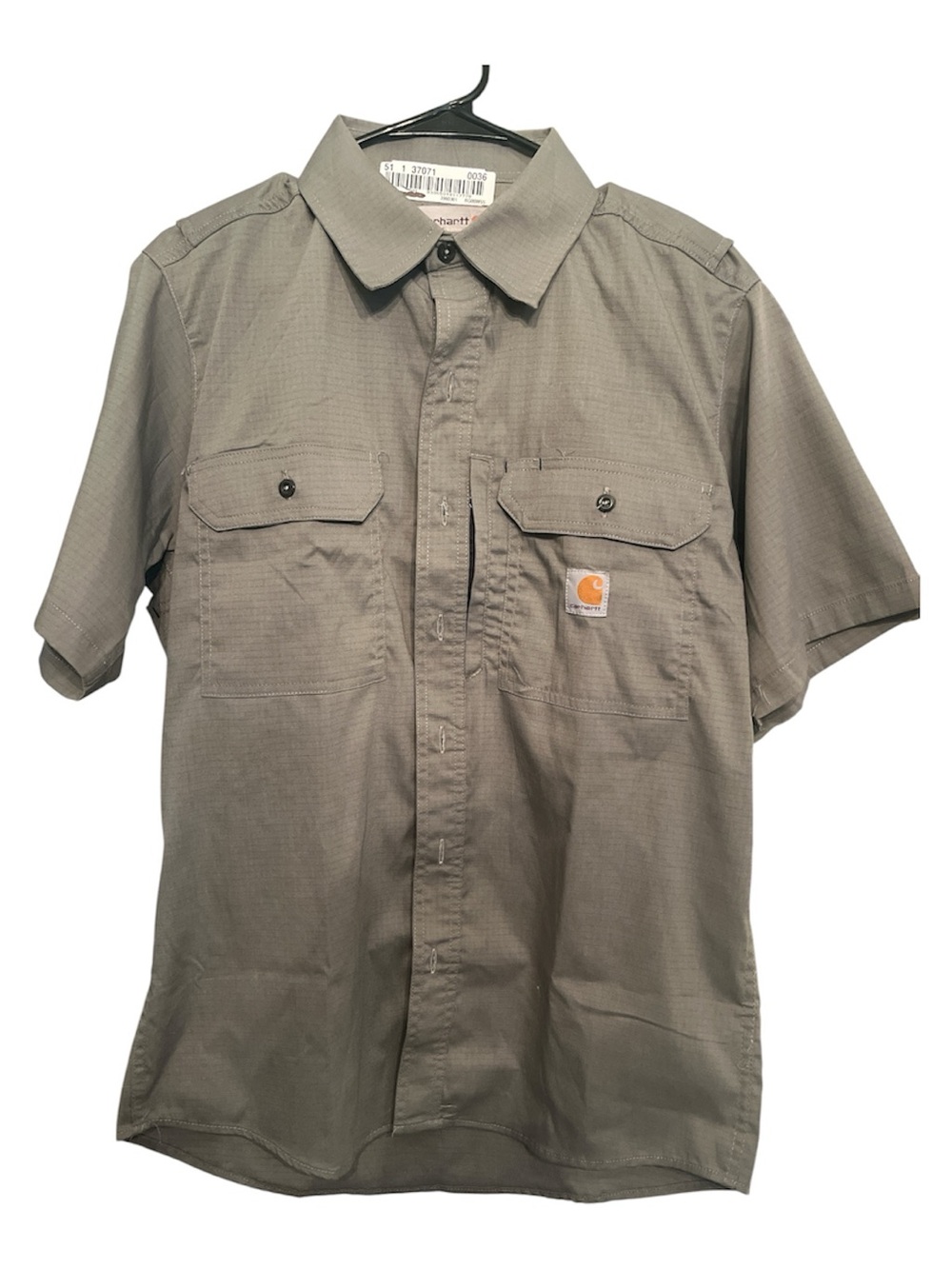 Carhartt Short Sleeve Button-Down Work Shirt - Light Gray